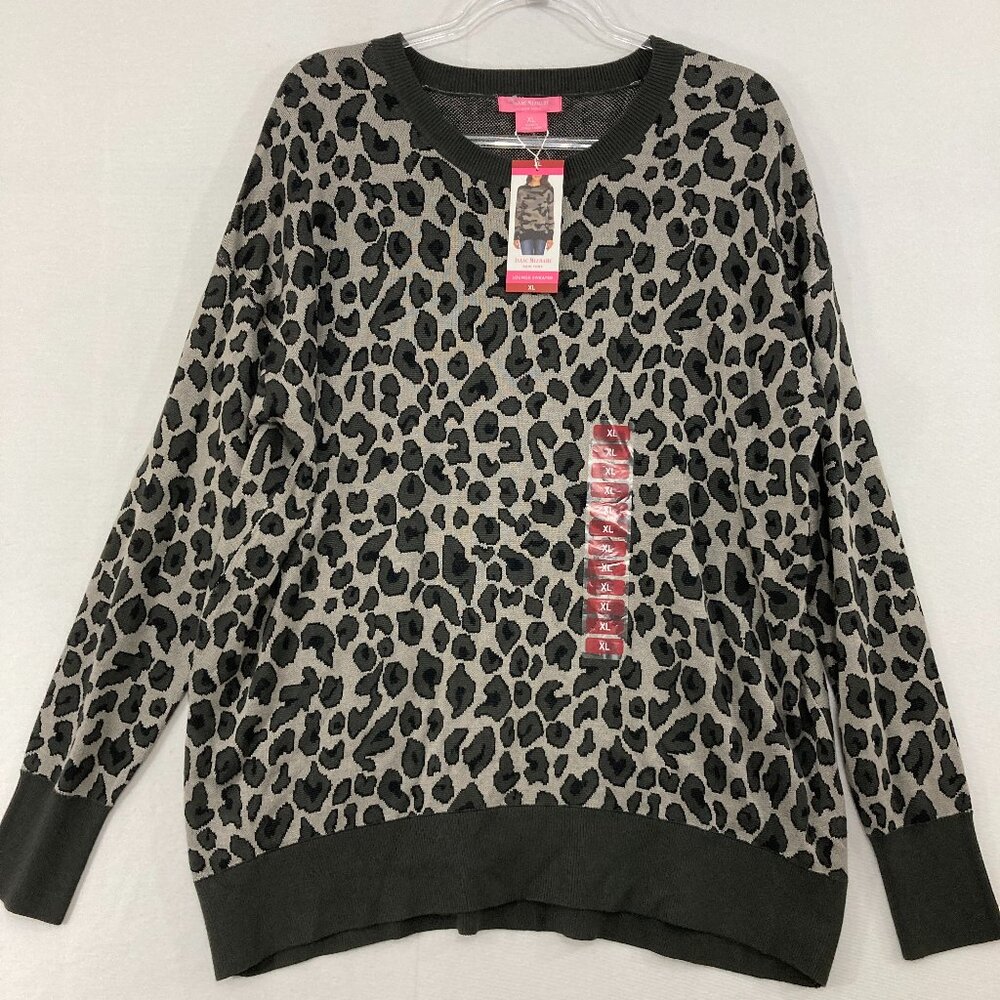 New Isaac Mizrahi Lounge Sweater size XL Leopard Print Stretch Knit Comfy Relax‎